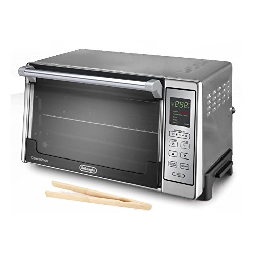 DeLonghi Brushed Stainless Steel Digital Convection Oven with Free Bamboo Toast Tongs