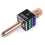 IMMOSO xi-08-microphone Portable Wireless Karaoke Microphone with LED Light, Rose Gold