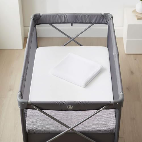 CARY | Colchón para Cuna Viajera 60 x 90 cm Grosor de 4 centímetros, Densidad Media con Funda Protectora Afelpada, Impermeable y Absorbente Tipo Microfibra, Blanco