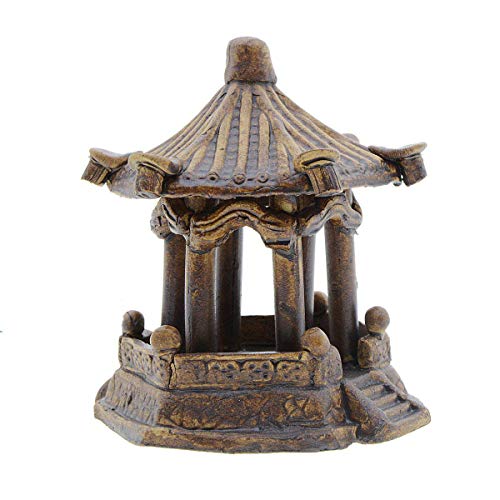 Saim Aquarium Decorative Resin Hexagonal Pavilion Landscape Décor Fish Tank Decorations Ornaments for Small Fish Shrimp to Swim Hide Play