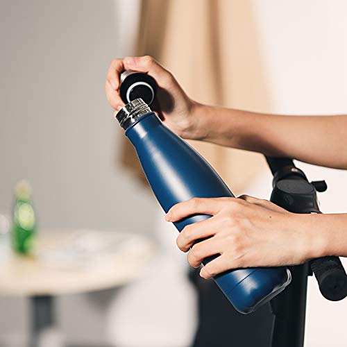 Water Bottle Stainless Steel Vacuum Insulated Double Walled Cola Shape Thermoses (Dark Blue) - Thumbnail 7
