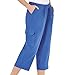 Collections Etc Women's Elastic Waist Cargo Pocket Capri Pant, Royal Blue, X-Large