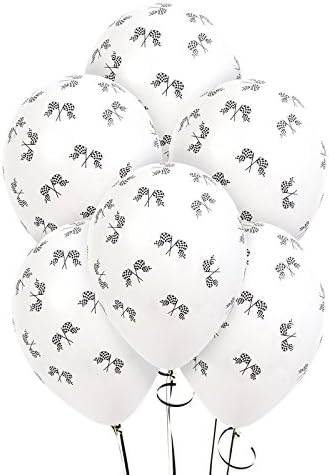 Racing Checkered Flag Latex Balloons, Black/White, One Size