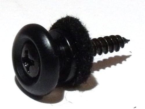 Guitar strap pin/button in black 14mm Diameter including screw and felt