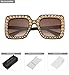ROYAL GIRL Sunglasses For Women Oversized Square Luxury Crystal Frame Brand Designer Fashion Glasses (Brown-Gradient, 67)