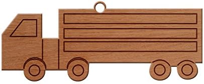 Four Wheel Truck Design Wooden Christmas Tree Ornament, Hanging Xmas Decor