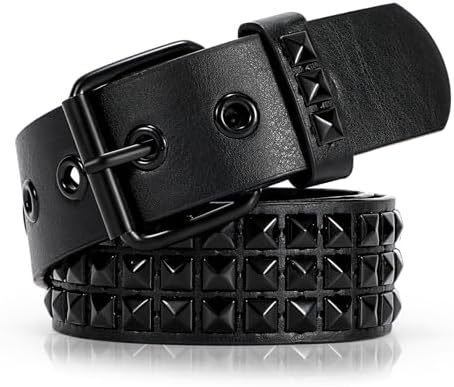 XZQTIVE Studded Belt Metal Punk Rock Rivet Belts for Women/Men