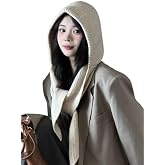 Women's Winter Knitted Hat Beanie Balaclava Hooded Cap Scarf Hat Soft Knit Skull Cap Hood Scarf Neck Warmer Beanies