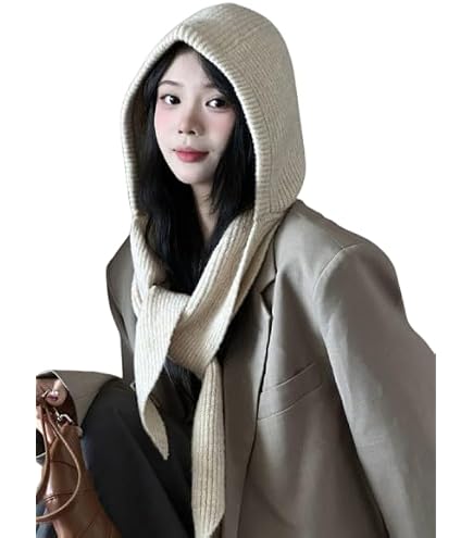 Amazon.com: Women Winter Knitted Hooded Scarf Pure Color 