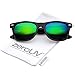 zeroUV - Retro Colored Mirror Polarized Lens Square Horn Rimmed Sunglasses 55mm (Black/Green Mirror)