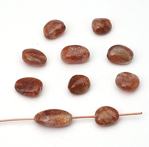 10 Pcs Small Flat Freeform Peach and Gold Sunstone Beads Avg Size 10mm
