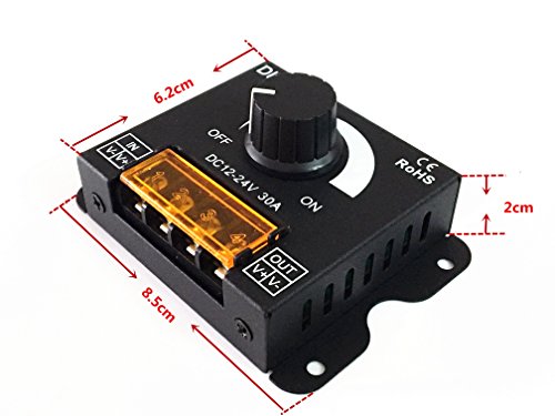 pwm dimmer 12V 24V 30A LED Dimmer Controller for Single Color LED Strip Lighting Lamp Ribbon Light Black Button Control Brightness (New Style )