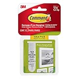 Command Picture Hanging Strips Value Pack, Medium, White, 12-Pairs (17204-12ES)