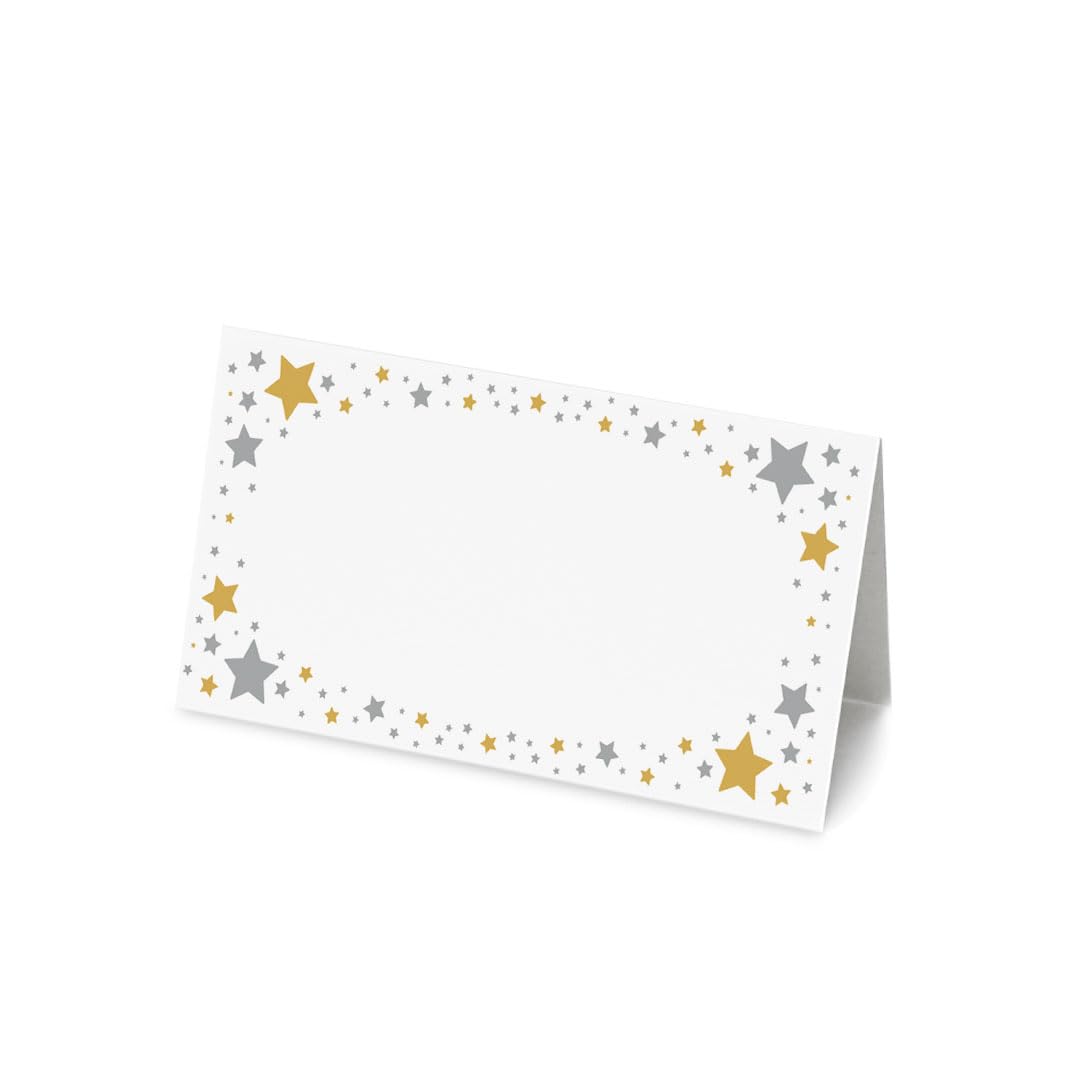 50 Gold Star Name Place Cards - 8cm by 4cm Place Name Cards for Table Setting, Christmas, Parties, & Wedding Decoration (Pack of 50)