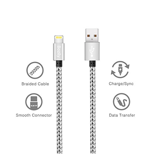 Bozily iPhone Charger, 3PACK 6Feet Nylon Braided Charging Cables Cell phone Cord Lightning to USB Cable for iPhone X 8 8 Plus 7 7Plus 6s 6s Plus 6 6Plus 5 5s 5c SE iPad iPo
