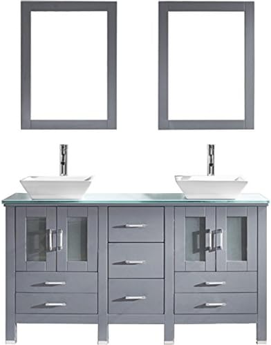 Virtu MD-4305-G-GR Bradford Double Bathroom Vanity Cabinet Set, 60", Grey