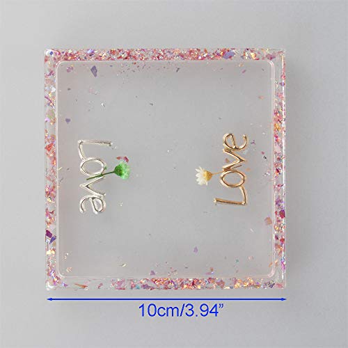 image for VTurboWay 8 Pcs DIY Coaster Silicone Mold, Include 4 Pcs Square, 4 Pcs