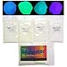 Glow in The Dark Pigment Powder - Neutral in Daylight; 4 Color Glow Powder Pack 15g Each; Sky Blue, Yellow Green, Aqua, Indigo Violet for Resin, Epoxy, Slime, Nail Polish, Paint
