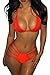 Pink Queen Women's Bandage Halter Neck Brazilian Triangle Bikini Set Swimsuit (A-Orange, XL(US 12-14))