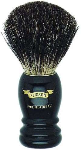 Plissons 5560 Shaving Brush - Size 10 - Long Black Handle with Pure Black Bristles