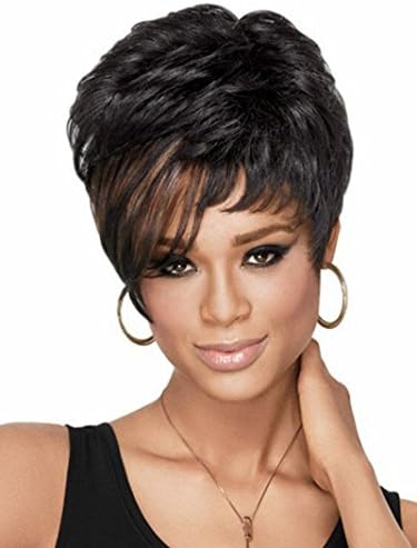 Boycut Fashion Short Black Layered Fiber Hair Wig for Africa American Women