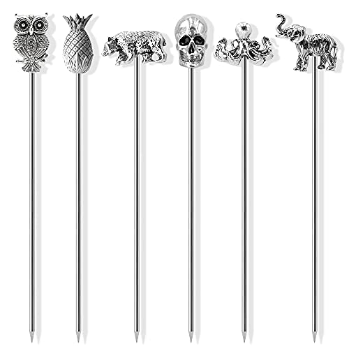 Homestia Cocktail Toothpicks Stainless Steel Animal Fancy Picks Reusable Garnish Skewers