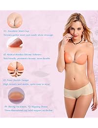 Sujetador sin tirantes sin espalda, paquete de 3, sujetador adhesivo invisible, sujetador de silicona para levantar pezones
