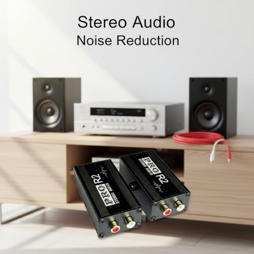 RCA Ground Loop Noise Isolator Kit + Stereo RCA Cable Included, 2 Channel Passive Noise Filter for DJ, Home Studio, Mixers and Car Audio, Eliminates Electric Buzzing and Noises