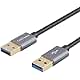 CableCreation Short USB 3.0 Cable, USB Type A Male to Male Cable, Compatible External Hard Drive, Camera, Handwriting Board, Radiator and More, Space Gray, Aluminum Case, 1.6ft