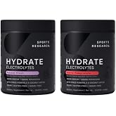 Sports Research&reg; Hydrate Electrolytes Flavor Fusion Pack, 90 Servings Each | 2 Flavors: Passion Fruit &amp; Cherry Pomegranate | Sugar-Free &amp; Naturally Flavored with Vitamins, Minerals, &amp; Coconut Water