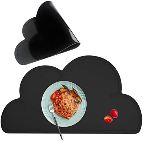 Amytalk Silicone Kids Placemats, Non-Slip Silicone Placemats Table Mat Baking Place Mats Meal Mat for Baby, Kids and Children (18.7 x 10.6 x 0.1 Inches) (Black)
