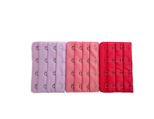 Ewandastore 28 Pcs Assorted Colors Women 4 Hook 3 Rows Spacing Bra Extender Strap