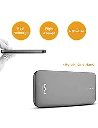 moxnice Power Bank 10000 mAh Cargador portátil pequeño con cable Micro USB integrado Pack Cargador rápido Cargador de batería externa para iPhone Android Samsung Galaxy Huawei Tablet iPad, gris