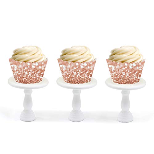 Andaz-Press-Glitzy-Faux-Rose-Gold-Glitter-Cupcake-Wrapper-Decorations-24-PackNot-Real-Glitter-Cake-Dessert-Party-Decor