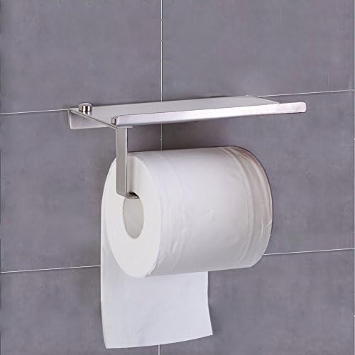 Luxury 304 Stainless Steel Bathroom Paper Roll Holder Towel Rack Tissure Rack Wall Mount Paper Towel Hooks with Phone Shelf