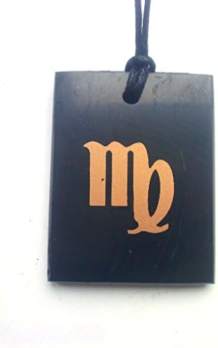 Karelia Pendant made of natural Shungite rectangle, Karelian Shungite Emf Protection Jewelry Crystal Zodiac Sign (Virgo)