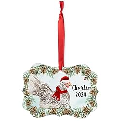 Gray Japanese Bantam Chicken Christmas Ornament