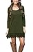 MiYang Women's Long Sleeve A-line Lace Stitching Trim Casual Dress M Army Green
