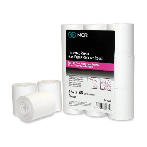 Ncr Corp Thermal Paper Rolls, 21/4" X 85 Ft, White, 9/Pack