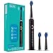 Sonic Electric Toothbrush Clean as Dentist Rechargeable 1 Time Charge 30 Days Use 5 Modes Waterproof 3 Replacement Heads with Smart Timer Black