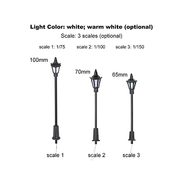 20 stücke Warmweiß Modell Straßenlaternen Layout Laternenpfahlbahn Zug Gartenspielplatz Landschaft Led Lampe Beleuchtung… – Bild 4