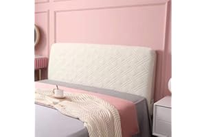 BLLMTEAR Headboard Covers Slipcover, Stretch Bed Headboard Covers, Small Square Jacquard Dustproof Protector Cover for Upholstered Headboard (Milk White, Queen Headboard Length ( Color : #6#7 , Size : 160cm/63