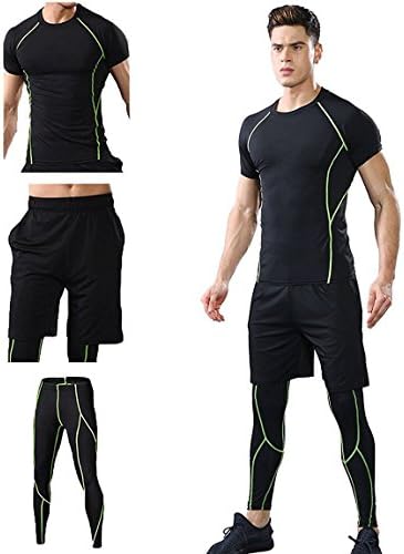 Men's 3 Pack/2 Pack Sport Workout Compression Shorts Gym Clothing Set
