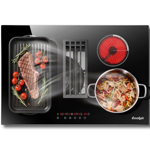 30 Inch Electric Cooktop with Downdraft, Recirculating Air Vent