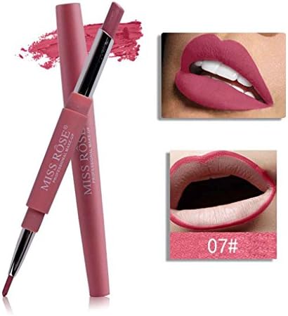 MISS ROSE 8 Colors Double-end Lipstick Long Lasting Waterproof Matte Lipstick Lip Liner for Lip Makeup