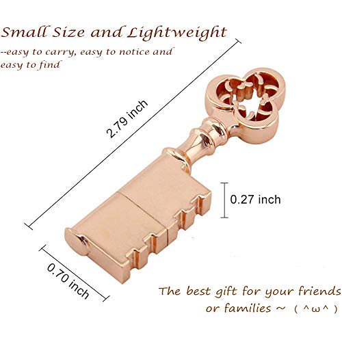 CHUYI Metal Rose Gold Key Shape 64GB USB 2.0 Flash Drive Cool Pen Drive Waterproof Memory Stick Data Storage Funny Thumb Drive U Disk Gift