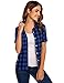 Zeagoo Women Summer Short Sleeve Boyfriend Plaid Button Down Shirts