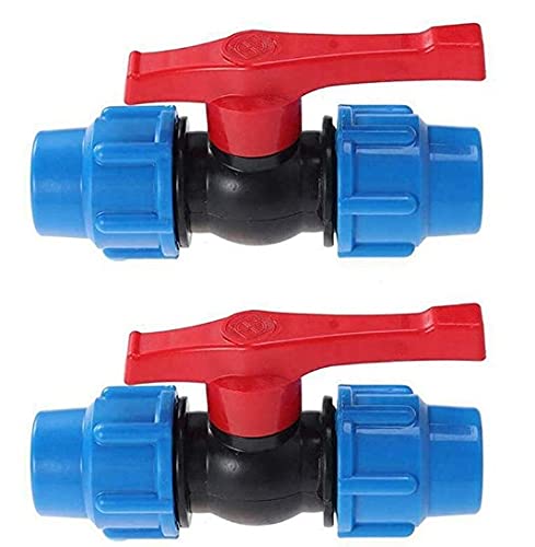 TOP-VIGOR 2PCS Stop Tap Valve Connector 25mm for HDPE Alkathene Water Pipe Compression Fit