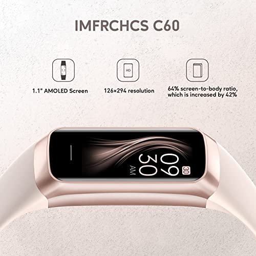 Excefore Fitness Tracker Activity Tracker with 1.1" AMOLED Color Display Smart Watch, 24/7Heart Rate Monitor, Indoor Outdoor Tracking, Sleep Monitor, 5 ATM Waterproof Step Counter Watch for Women Men