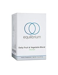 Equilibrium Nutrition Daily Fruit and Vegetable Blend Superfood Greens (Crisp Apple), 22 Certified Organic Fruits, Vegetables, and Superfoods. Paleo, Keto, Dairy Free, Wheat Barley Grass Powder 11 oz